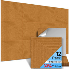 12 Pack Acoustic Wall Panels Self-Adhesive Sound Absorbing Tiles 12x12 Inches
