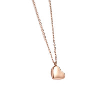 Rose Gold Plated Stainless Steel Heart Shaped Pendant 18" Expandable Necklace