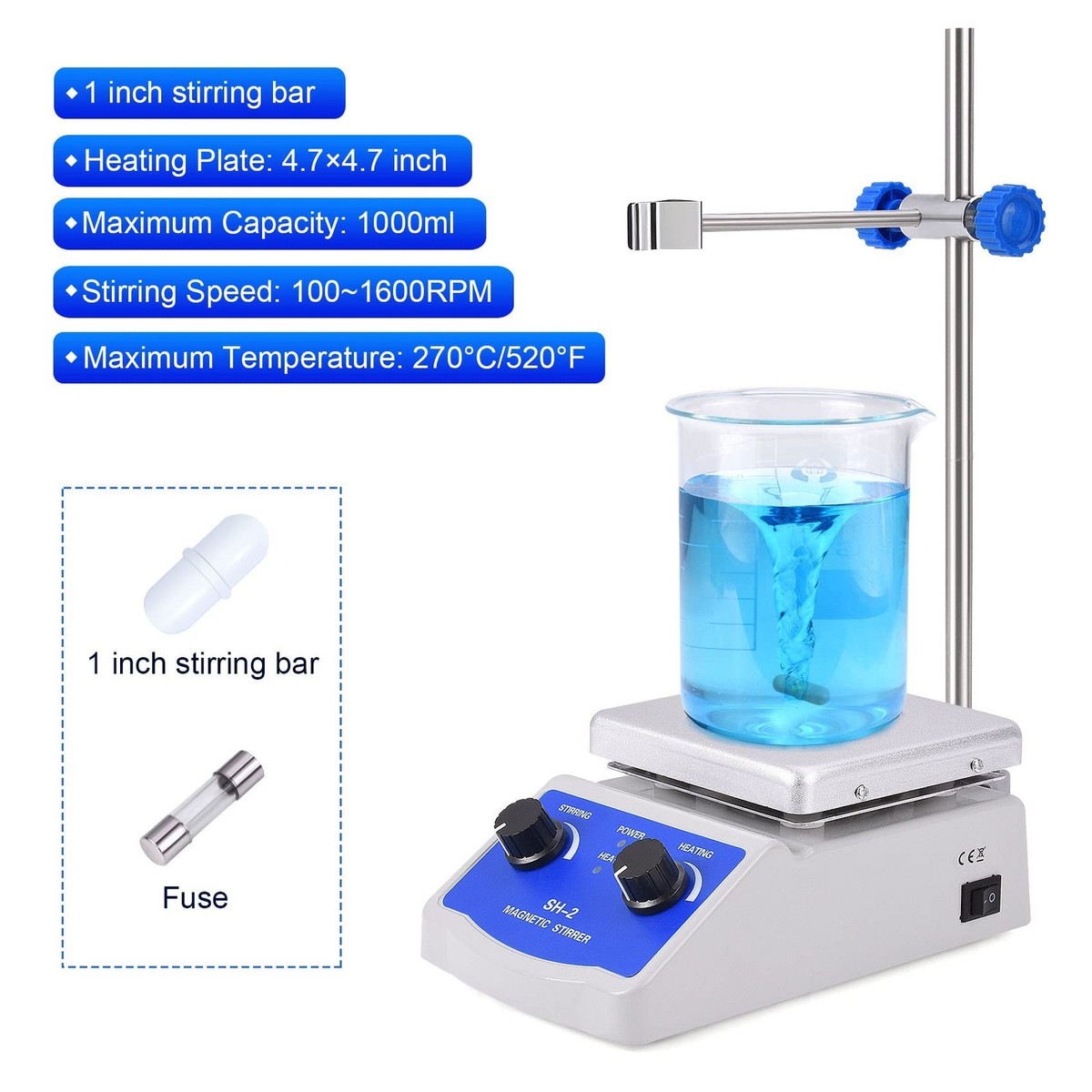 Slendor Magnetic Stirrer SH-2 Hot Plate Mixer Max 520℉ Lab 