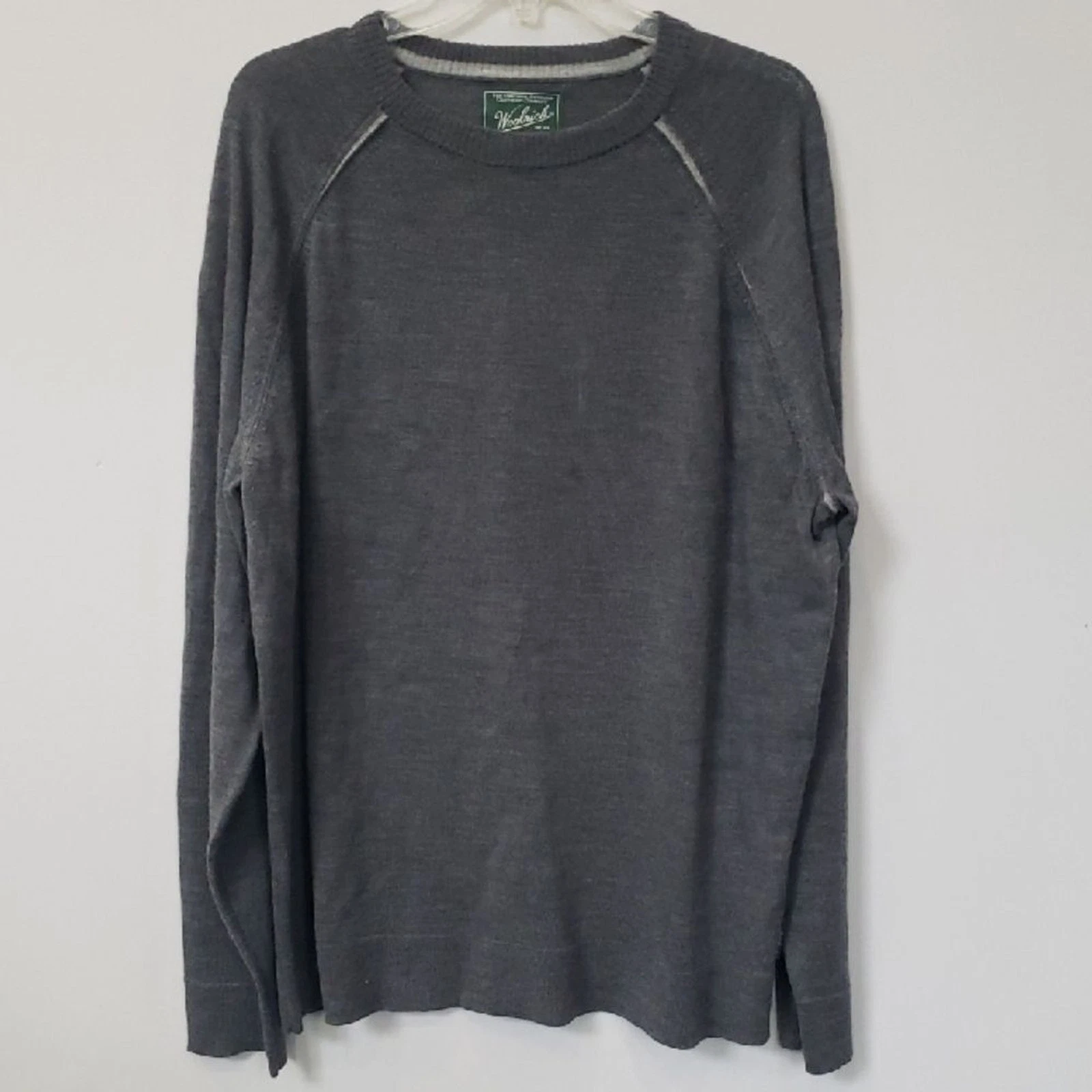 Woolrich Sweater Mens XL Charcoal Gray Merino Wool Gorpcore Outdoor Office