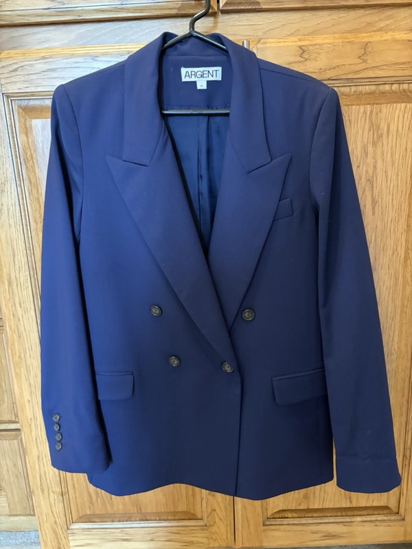 Argent Navy Blazer Coat Jacket Wool, Double Breasted