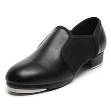 Women's Leather Tap Shoes Half Soles Jazz Shoes Non Slip Black Dance Shoes