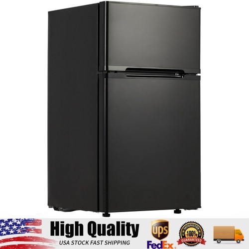 3.1 Cu.ft 2-Door Mini Fridge with Freezer, Compact Stainless Steel Refrigerator