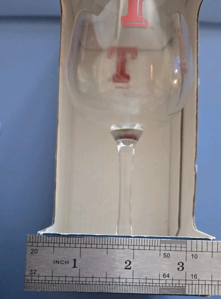 MLB Texas Ranger 12 OZ Copa de Vino Día del Juego Tallo Rojo Transparente Logo Nuevo en Caja Foto 3 de 4