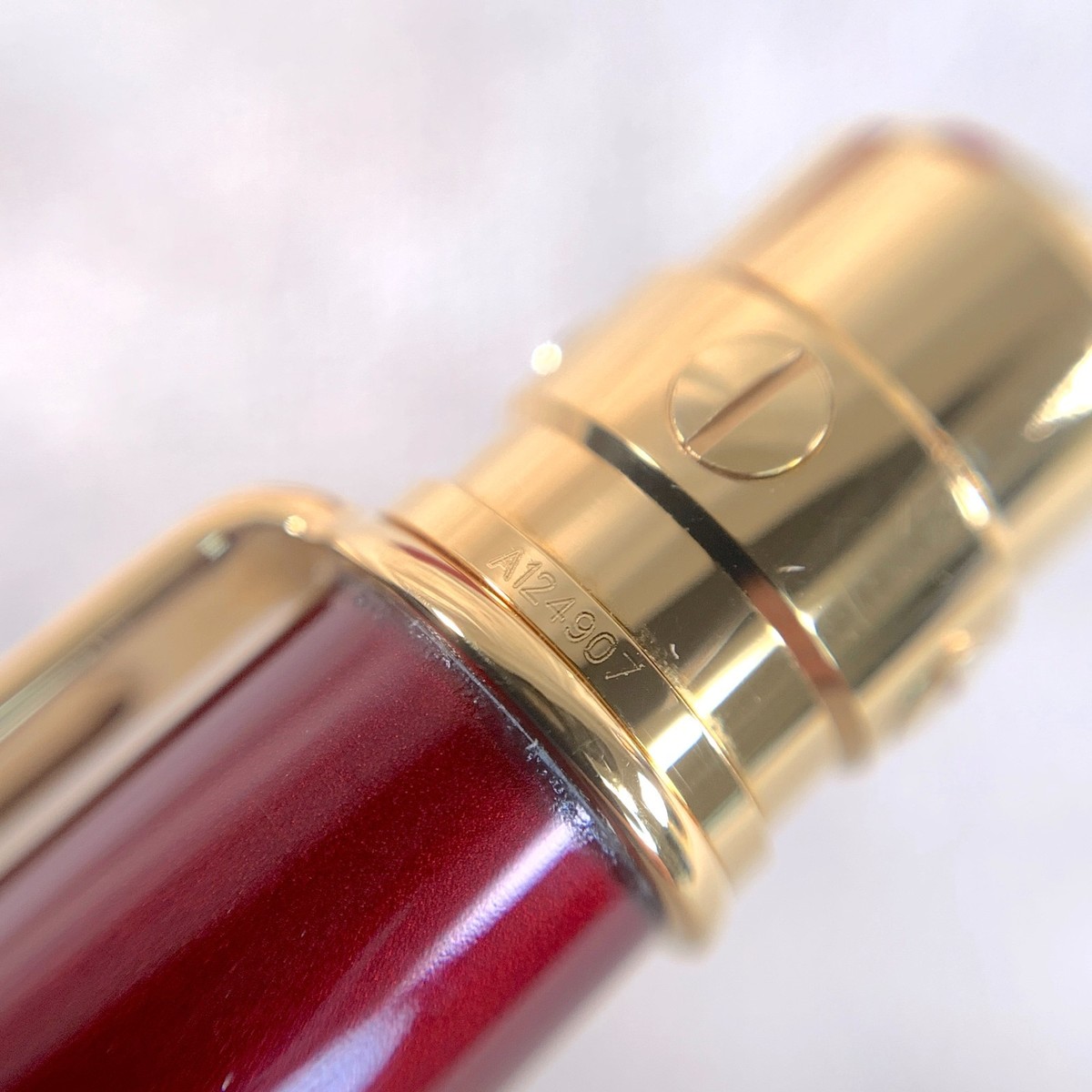 Cartier Ballpoint Pen Santos Bordeaux Lacquer 18k Gold Finish with