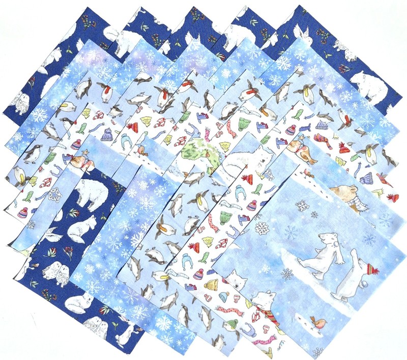 SNOWTIME from Clothworks - (30) 6.5" fabric squares