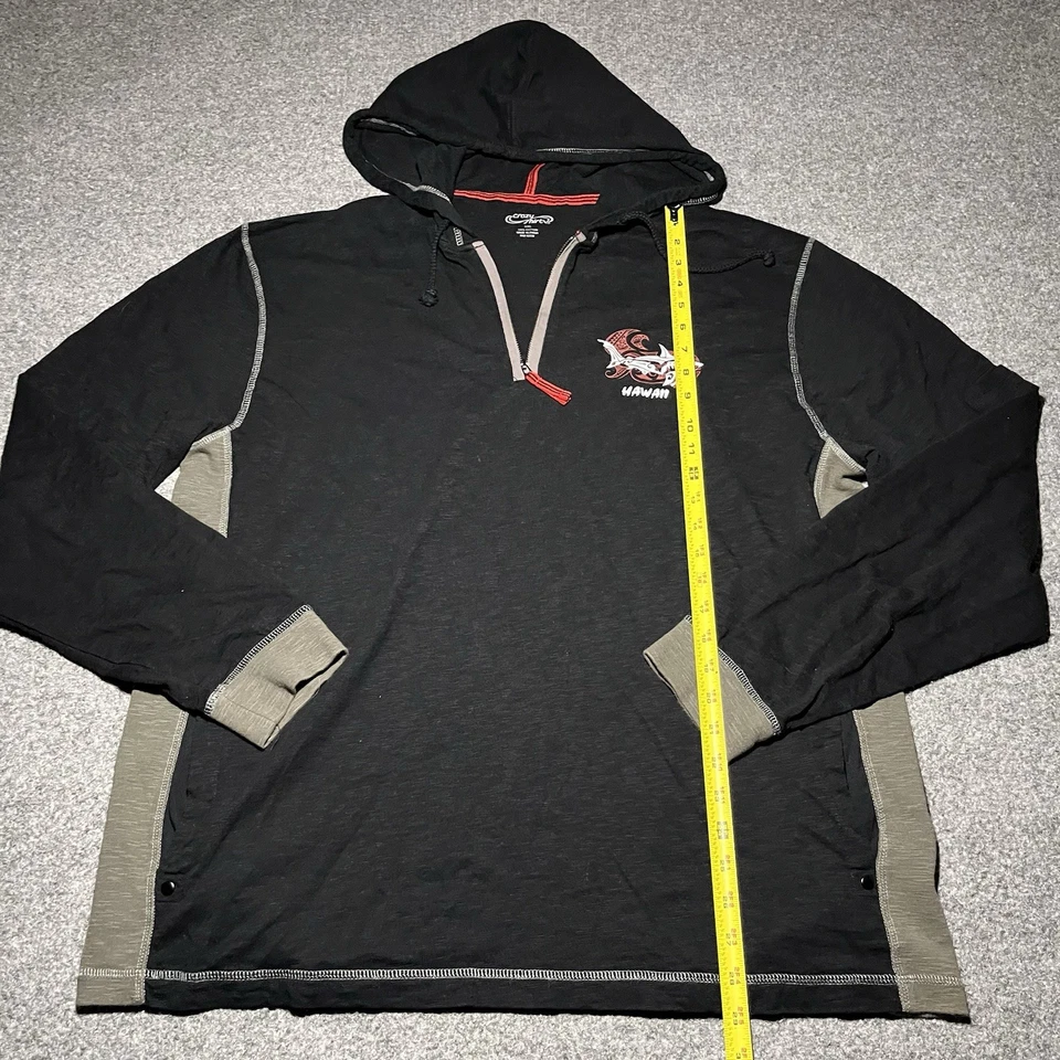 Сумасшедшие рубашки с капюшоном мужские XXL Tribal акула гавайский 1/4 молнии легкий черный - Изображение 3 из 4