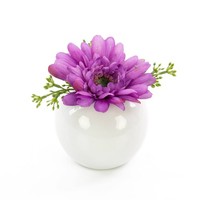 Artplants KüNstliche Gerbera Imina Im Keramiktopf, Lila, 12Cm, Ø 15Cm