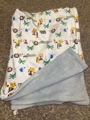 Parents Choice Walmart White Grey Jungle Safari Animal Giraffe Lion Baby Blanket