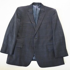 Kenneth Cole 48R Blue Check Stretch Wool Mens Blazer Suit Jacket Sport Coat