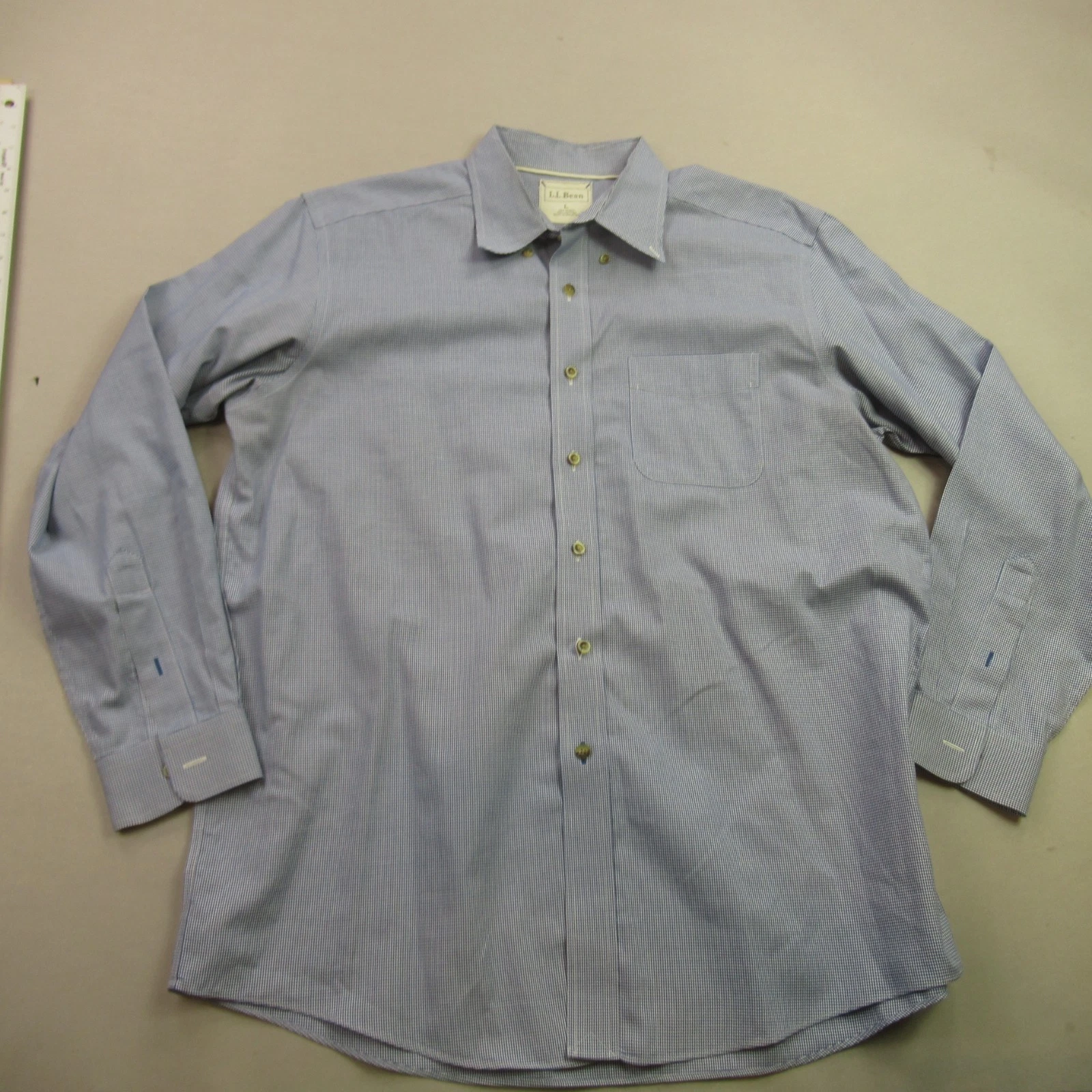 LL Bean Shirt Mens Large Long Sleeve Button Front Outdoors Blue Pocket