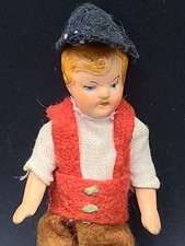 Rare Antique German Bisque Dollhouse 3.5 " Boy Doll #5380 Original Clothes