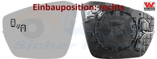 VAN Wezel 7631836 Spiegelglas FüR AußEnspiegel Rechts FüR Skoda-image