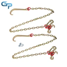 2PC 5/16In×6FT Tow Chain W/ 5/16' RTJ Hook Grapple Hook 5400Lb G80 J Hook Chains