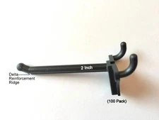 (100 PACK) 2 Inch Black Plastic Peg Kit. Garage Shelf Hanger Pegboard Hooks USA