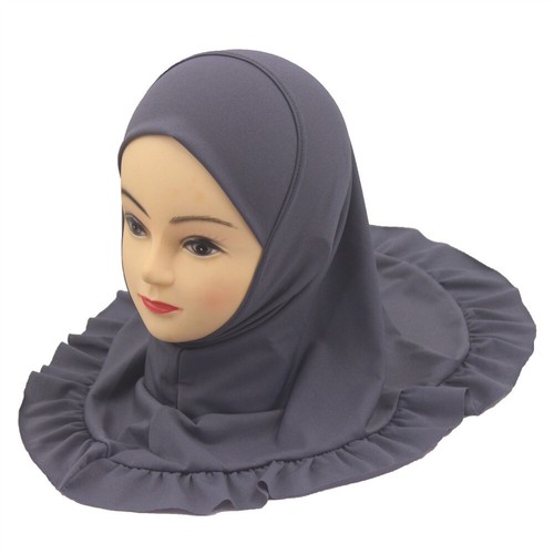 3-7Y Girls Kids Hjiab Amira One Piece Scarf Hat Muslim Turban Pull On Ready Wear - Picture 19 of 35