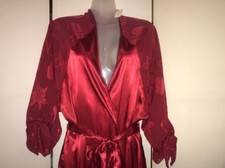 VTG Victoria's Secret Gold Label 100 Polyester Burgundy Long Wrap Robe M/L NEW