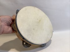 Vintage 7 1/2 TAMBOURINE 6 Cymbals Percussion Instrument VGUC Wooden See Pics