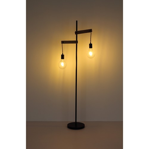 Globo De Pie Visso Negro/Madera 150Cm Max. 2 X 60W E27 Lámpara Con Interruptor - Imagen 6 de 6