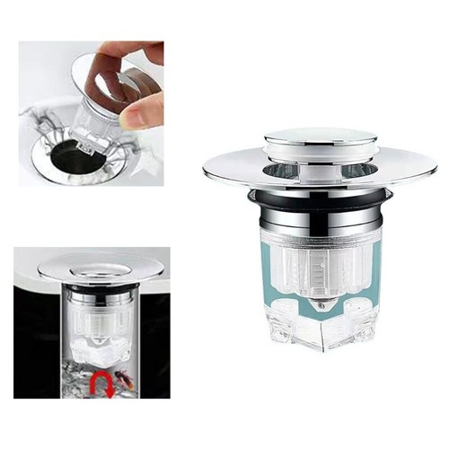New Bathroom Sink Drain Stopper PopUp Drain Filter Prevent Clogging Deodorizer - Picture 2 of 8