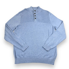 Club Room Sweater Men  s Size Large L Blue Button Mock Neck Pullover