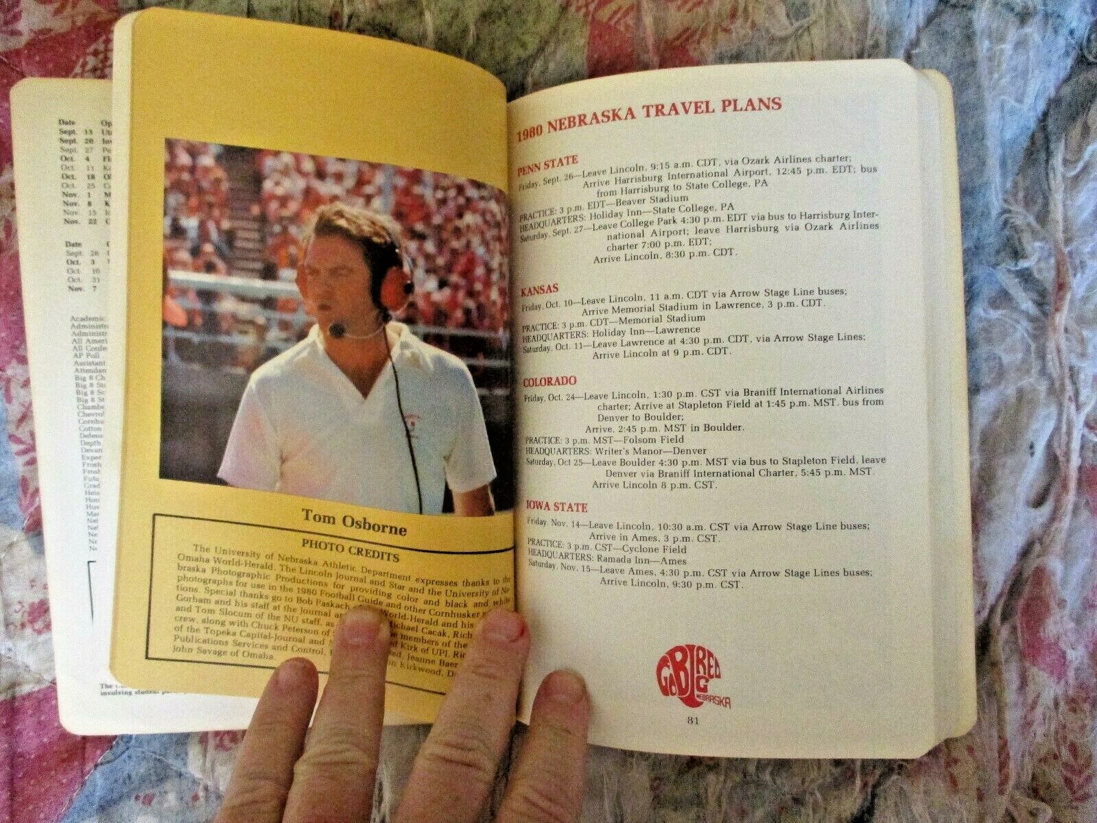 1980 NEBRASKA CORNHUSKERS FOOTBALL MEDIA GUIDE Yearbook TOM OSBORNE