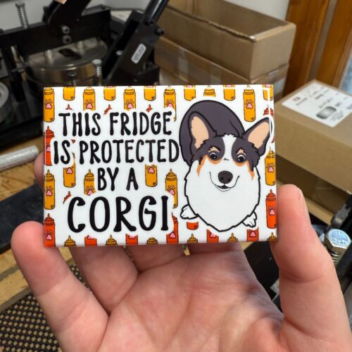 Tricolor Welsh Corgi Dog Fridge Magnet Handmade Cartoon Pet Portrait Gift 2x3" - Picture 3 of 6