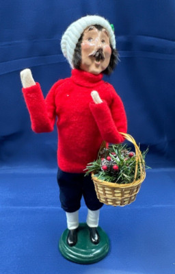 Byers' Choice Caroler 1998 mustache man w/ basket Christmas