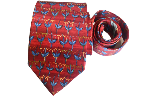 ERMENEGILDO ZEGNA MEN'S TIE RED/FLORAL Width: 3.75" Length: 56"