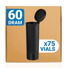 Loud Lock Pop Top Dram Vials - Food Storage Containers - 60 Dram - 75ct - Black