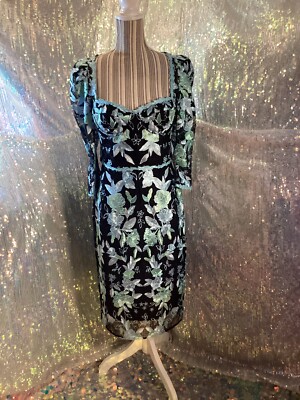 green emerald velvet dress High Low Embroidered Mikado Dress main image 1