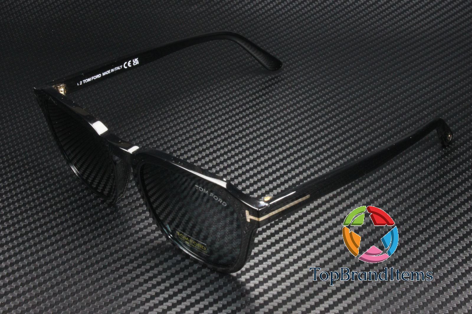 TOM FORD FT0931 01V Avery Round Shiny Black Blue 52 mm Men's Sunglasses