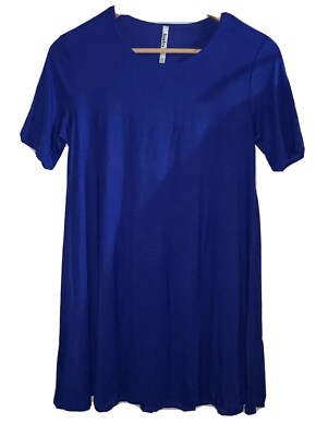 Azules Blue Short Sleeve Tunic Dress Shirt Size S