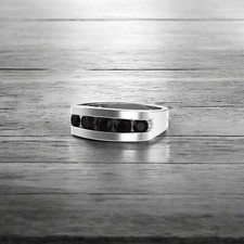 Black Onyx Round Cut Gemstone With 925 Sterling Silver Ring For Men's A156