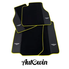 AutoWin Black Floor Mats for Bentley Flying Spur 2013-2019 Light Yellow Trim