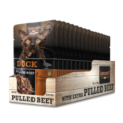 16 x 70 g Leonardo Duck + extra pulled Beef Nassfutter Katze Getreidefrei Cat