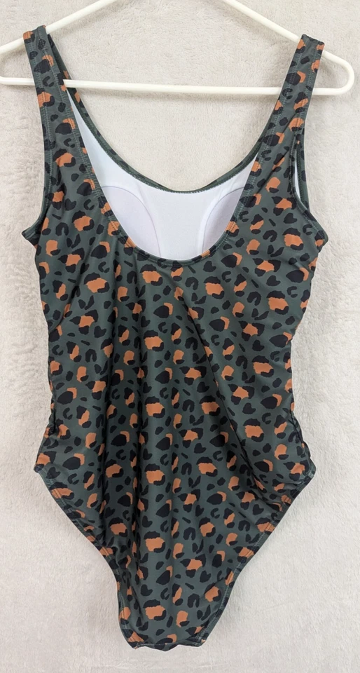 Nicole Miller Studio sz L One Piece Swimsuit animal print green black orang 0435 - Image 2 of 4