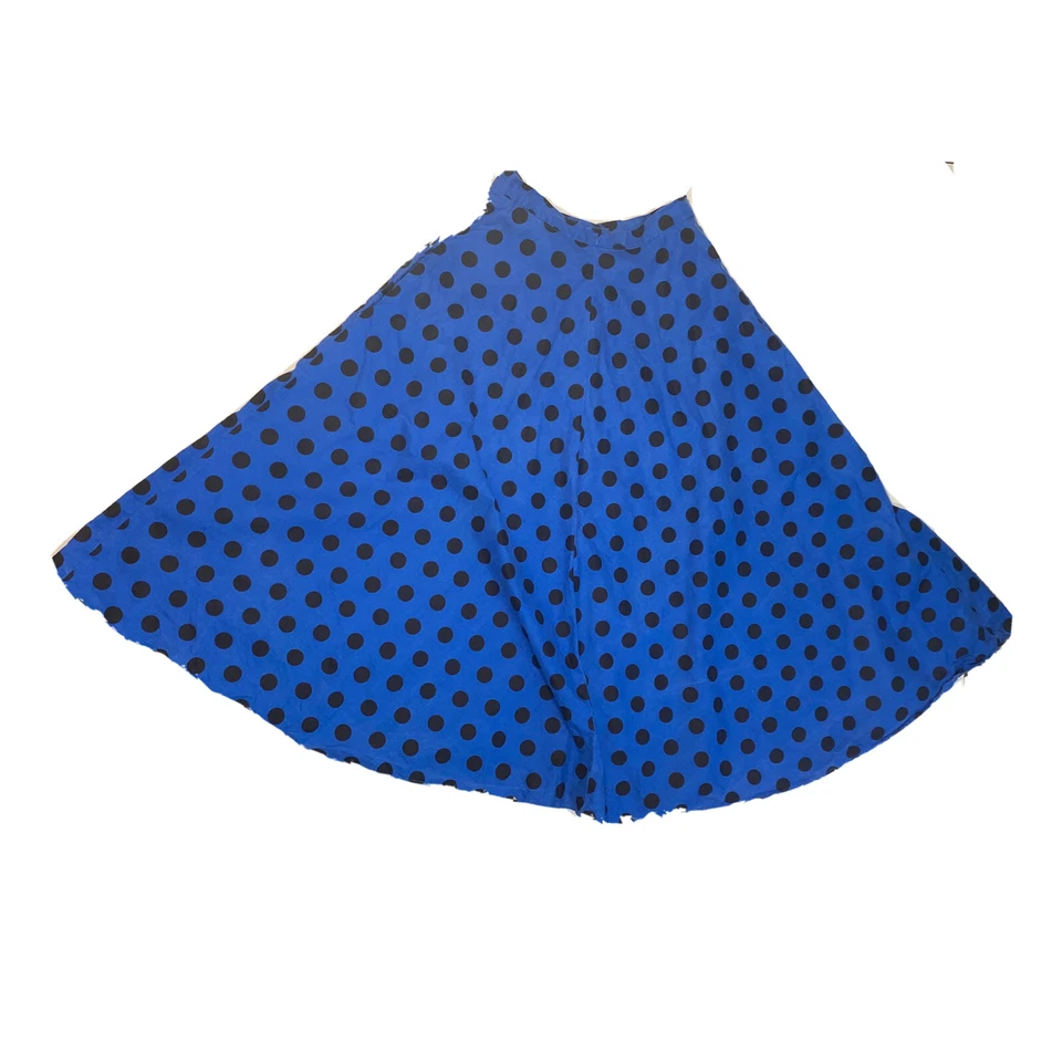 Retro Funky Blue Polka Dot Long Button Down Skirt Small 24 Free Postage  Foto 2 de 4