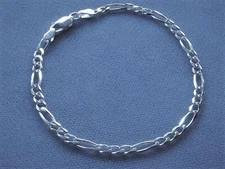 10" ANKLE BRACELET ITALIAN STERLING SILVER FIGARO STYLE 3mm ITALY 925