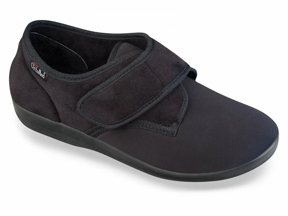 OrtoMed Hausschuhe Schwarz Stretch lose Einlage ortopädische Schuhe