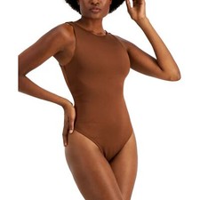 Alfani High Neck Thong Bodysuit Down to Earth Brown NWT Size XL