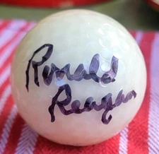 RARE AUTHENTIC RONALD REAGAN 40TH PRESIDENT SIGNED AUTOGRAPH GOLF BALL~COA~POP 1