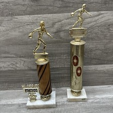 Vintage Bowling Trophy Women's Marble Base & Metal Hi Series 680 Trophies Awards