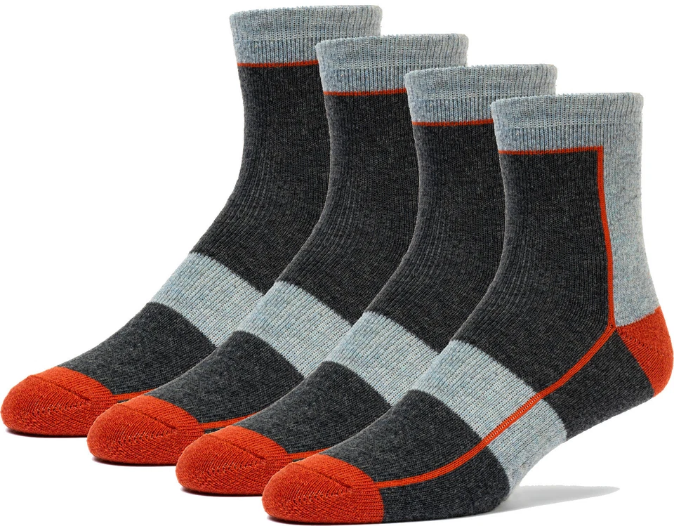 4 pares de calcetines premium de lana merino con cuarto de tobillo para senderismo al aire libre diseñados en EE. UU. Foto 3 de 4