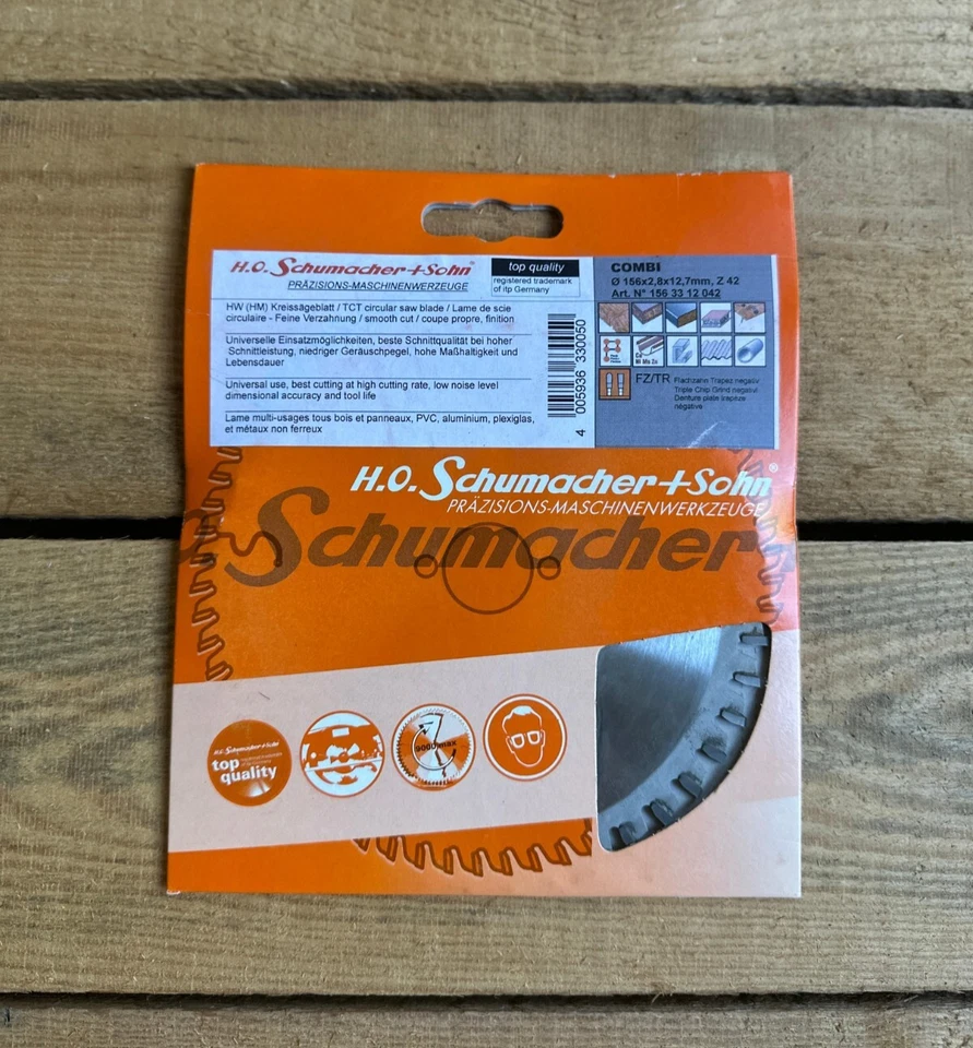 SCHUMACHER SOHN HM Kreissägeblatt 156 x 2,8 x 12,7 mm, Z. 42 FZ/TR von Schumacher Handkreissäge
