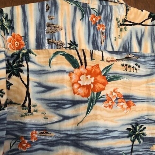 Pierre Cardin Men's XL Multi-color Blue Yellow Tropical Hawaiian Floral Shirt - Picture 8 of 14