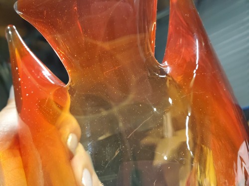 Art Glass Bird Dove Dk Orange- Red Bowl Dish Decor Hand Made Very solid Piece - Picture 10 of 11