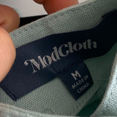 ModCloth Every Waking Momentum Jumpsuit Sleeveless Size M Green Linen Blend - Picture 6 of 10