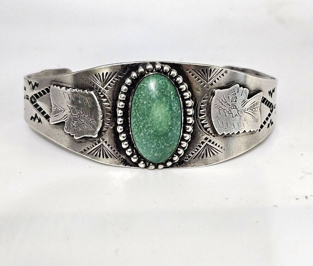VINTAGE FRED HARVEY ERA STERLING CUFF BRACELET TURQUOISE VINTAGE FRED HARVEY ERA STERLING CUFF BRACELET TURQUOISE