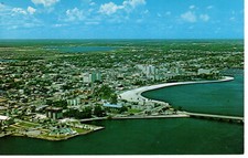 Vintage Postcard FL West Palm Beach Aerial View Beach Shoreline Skyline -1181